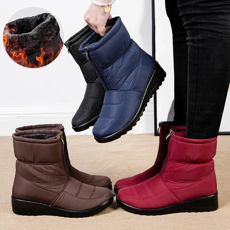 Sewing Front Zipper - Botas de nieve antideslizantes e impermeables