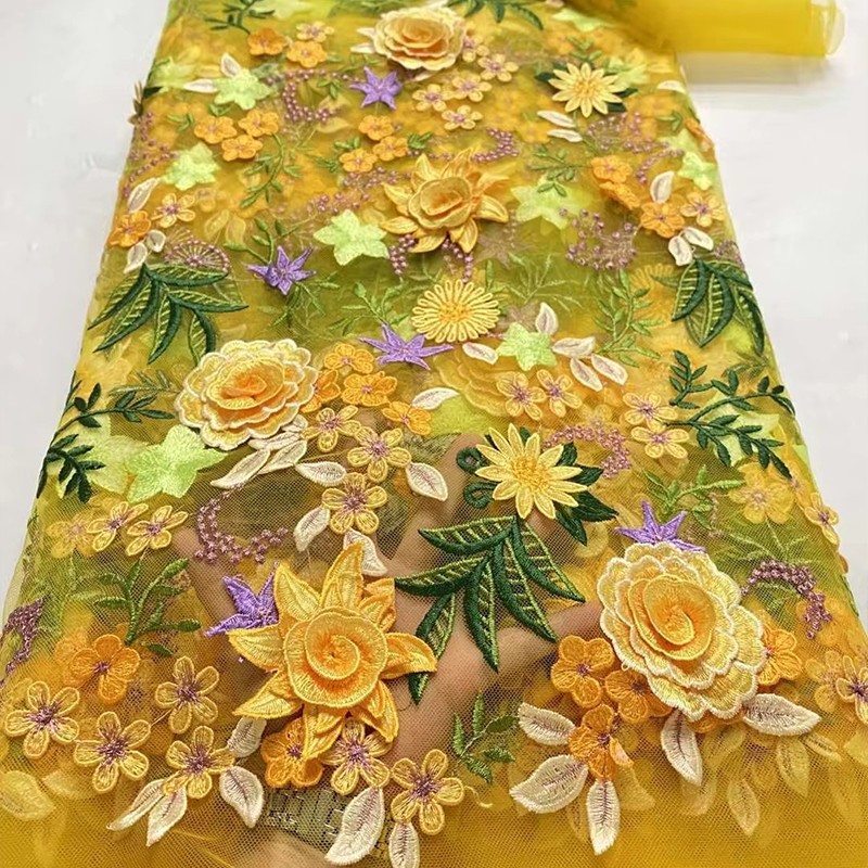Sewing And Textile - Tela de tul bordada con flores