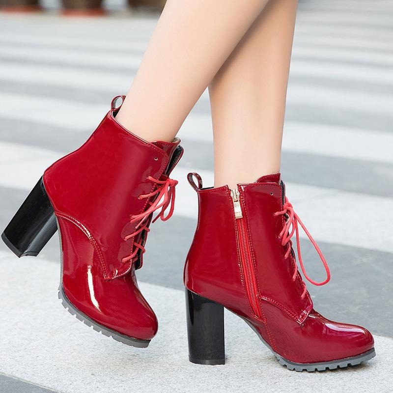 Botines bohemios de charol par - Sewing Front Zipper reseña y precio