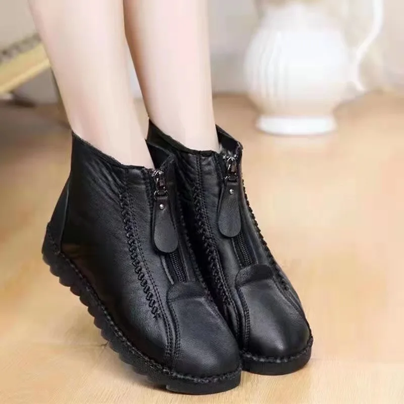 Botines de invierno para mujer - Sewing Front Zipper reseña y precio